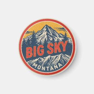 Vintage BIG SKY Montana Skioord Bozeman berg Magneet