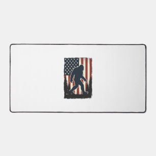 Vintage Bigfoot Amerikaanse Vlag Bos Vector Design Bureaumat