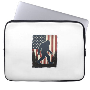 Vintage Bigfoot Amerikaanse Vlag Bos Vector Design Laptop Sleeve