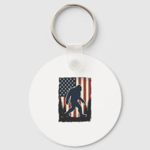 Vintage Bigfoot Amerikaanse Vlag Bos Vector Design Sleutelhanger