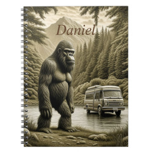 Vintage Bigfoot en RV-camper gepersonaliseerd  Notitieboek