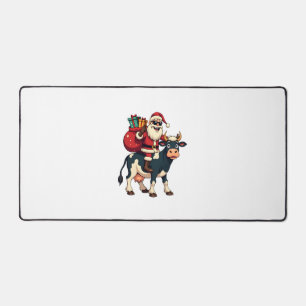 Vintage Bigfoot Kerstman Cow Riding Kerst Grappig Bureaumat