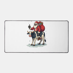 Vintage Bigfoot Kerstman Cow Riding Kerst Grappig  Bureaumat