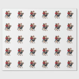 Vintage Bigfoot Kerstman Cow Riding Kerst Grappig Cadeaupapier