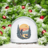 Vintage Bigfoot Walking Dog Mountain Sunset Retro  Sneeuwbol (Kerstmis)