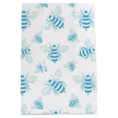 Vintage Bij Botanisch Blauw (1) Medium Cadeauzakje (Achterkant)