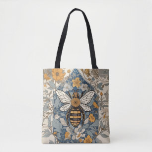 Vintage Bij en Wilde Bloemen Tote Bag