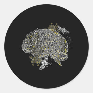 Vintage Bijen Anatomisch Brein Neuro Verpleegster Ronde Sticker