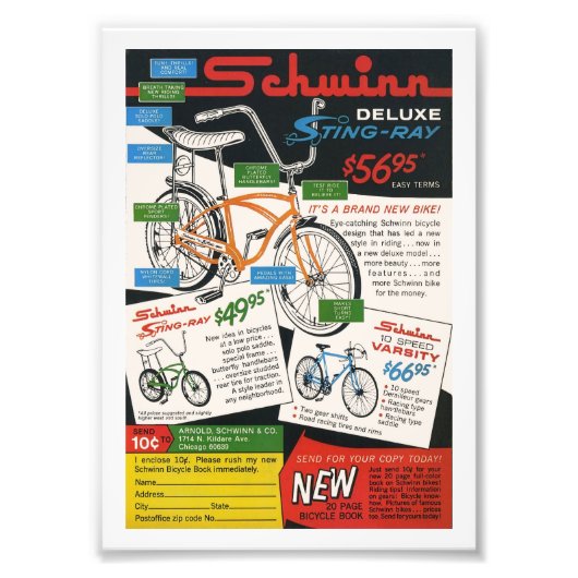 Vintage Bike Ad Foto Afdruk (Voorkant)