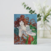 Vintage Bike Art Nouveau Alphonse Mucha Briefkaart (Staand voorkant)