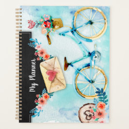 Vintage Bike Heart Mail Floral Waterverf Planner