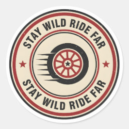 Vintage Biker Weg Beweging Ronde Sticker