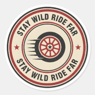 Vintage Biker Weg Beweging Ronde Sticker