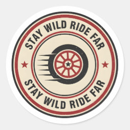 Vintage Biker Weg Beweging Ronde Sticker