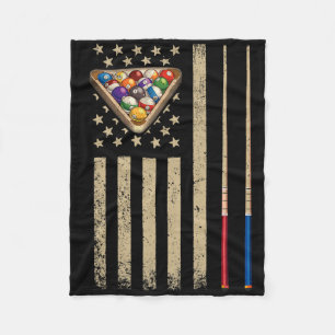 Vintage Biljart Amerikaanse Vlag Poolspeler Fleece Deken