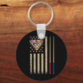 Vintage Biljart Amerikaanse Vlag Poolspeler Sleutelhanger (Voorkant)