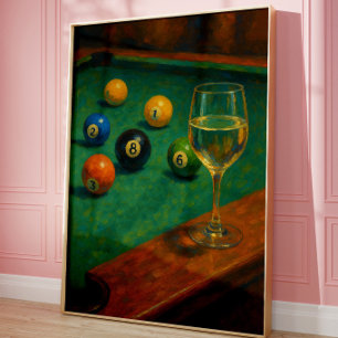 Vintage Biljart Muur Kunst   Pooltafel Poster