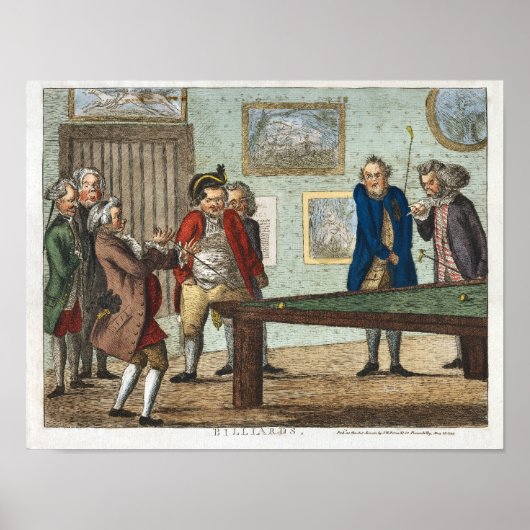 Vintage Billards print Poster voor vroege karikatu (Voorkant)