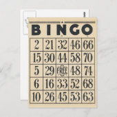 Vintage Bingo Game Kaart Briefkaart (Voorkant / Achterkant)