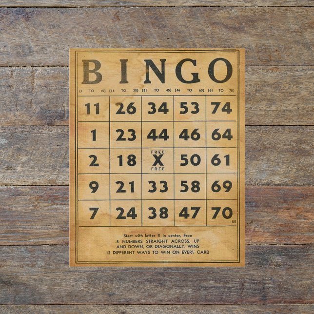 Vintage Bingo Kaart Scrapbook Ephemera (Creator heeft geüpload)