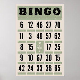 Vintage Bingokaart – Retro spelletjeskamer muur ku Poster