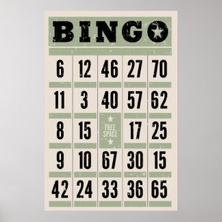 Vintage Bingokaart – Retro spelletjeskamer muur ku Poster