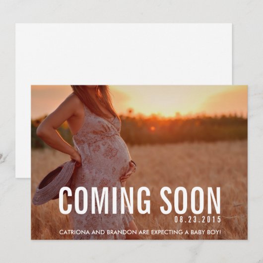 Vintage Binnenkort Foto Zwangerschap Aankondiging (Voorkant / Achterkant)