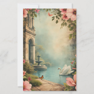 Vintage binnenplaats scrapbookpapier en briefpapie briefpapier