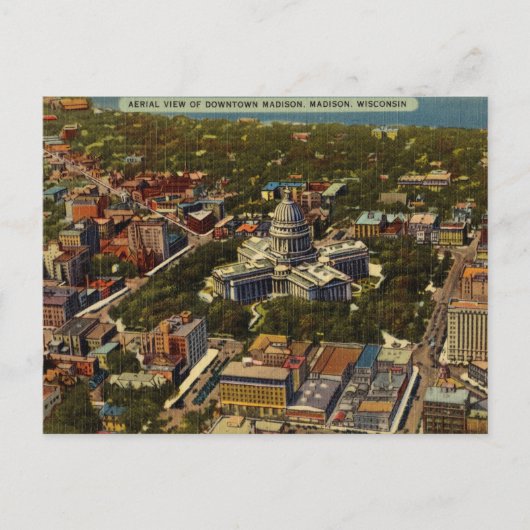 Vintage, binnenstad Madison, Wisconsin Briefkaart (Voorkant)