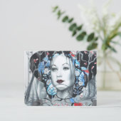 Vintage Birch Trees Peacock Art Briefkaart (Staand voorkant)