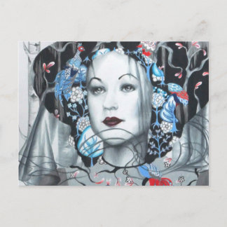 Vintage Birch Trees Peacock Art Briefkaart