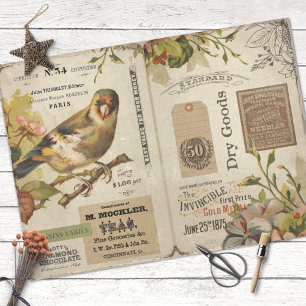 Vintage Bird and Ephemera Decoupage Tissuepapier