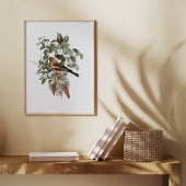 Vintage Bird and Mushroom Botanical Poster