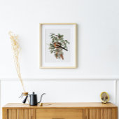 Vintage Bird and Mushroom Botanical Poster