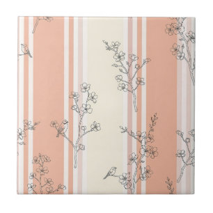 Vintage Bird Blossom Toile Streep (13) Tegeltje