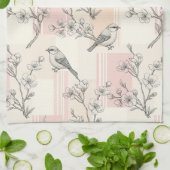 Vintage Bird Blossom Toile Streep (2) Theedoek (Gevouwen)