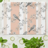 Vintage Bird Blossom Toile Streep (4) Theedoek (Gevouwen)