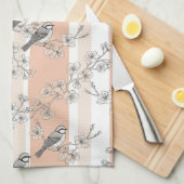 Vintage Bird Blossom Toile Streep (4) Theedoek (Quarter Fold)