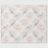 Vintage Bird Blossom Toile Streep (7) Cadeaupapier (Vlak)