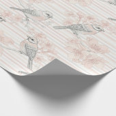 Vintage Bird Blossom Toile Streep (7) Cadeaupapier (Hoek)
