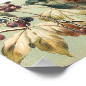 Vintage Bird en Berries Poster (Hoek)