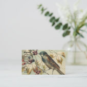 Vintage Bird en Berries Visitekaartje (Staand voorkant)