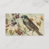Vintage Bird en Berries Visitekaartje (Achterkant)
