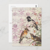 Vintage Bird Ephemera Briefkaart (Voorkant / Achterkant)