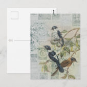 Vintage Bird Ephemera Briefkaart ontkoppeling (Voorkant / Achterkant)