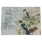 Vintage Bird Ephemera Groot Cadeauzakje (Voorkant)