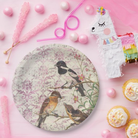 Vintage Bird Ephemera Papieren Bordje (Feest)