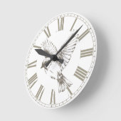 Vintage Bird Roman Numerals Sepia  Ronde Klok (Hoek)