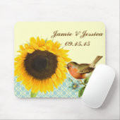 Vintage Bird Sunflower Muismat (Met muis)