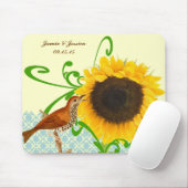 Vintage Bird Sunflower Muismat (Met muis)